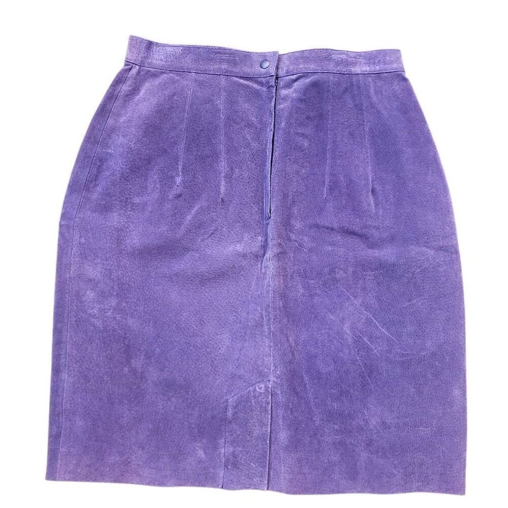 Vintage Maggie Lawrence Skirt Women's Small Purple Suede Leather Pencil Straight
